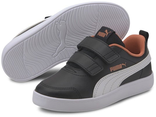 中童 PUMA Courtflex V2 休閒 低筒 兒童板鞋 黑橙 Shop 中童 PUMA Courtflex V2 休閒 低筒 兒童板鞋 黑橙