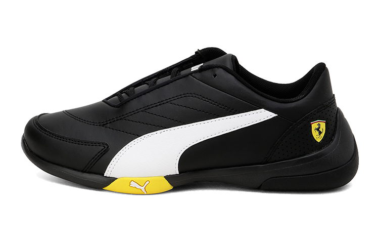(Preschool) Puma Ferrari Kart Cat Iii Low Top Running Shoes Black/White/Yellow 306425-05
