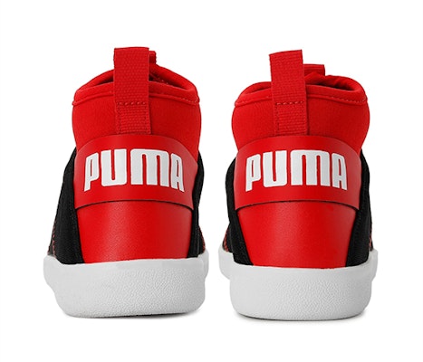 中童 PUMA 休閒 防滑耐磨 中幫 兒童板鞋 紅黑白拼色 Shop 中童 PUMA 休閒 防滑耐磨 中幫 兒童板鞋 紅黑白拼色
