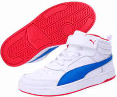 Shop 中童 PUMA REBOUND Street2 Lv Ps 魔術貼休閒 中筒 兒童板鞋 白藍