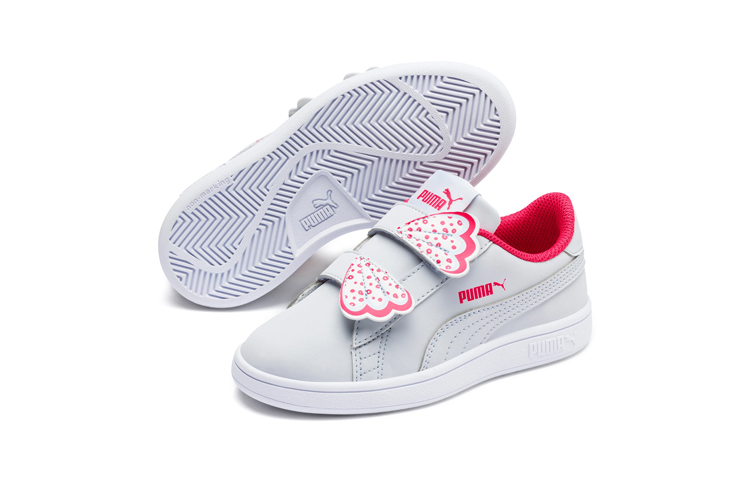 Lookbook 中童 PUMA Smash 蝴蝶 休閒 低筒 兒童板鞋 灰