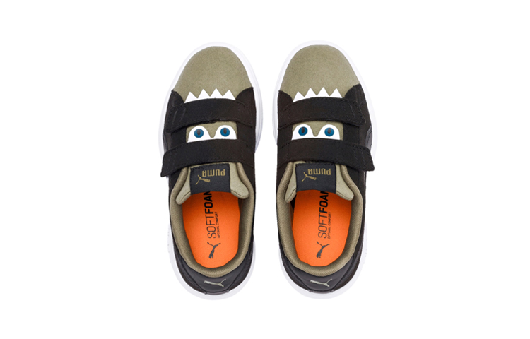 Lookbook 中童 PUMA Smash V2 Monster V Ps 低筒 兒童板鞋 黑綠