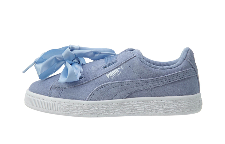 Buy 中童 PUMA Suede Heart 風格緞帶低幫兒童板鞋 藍白