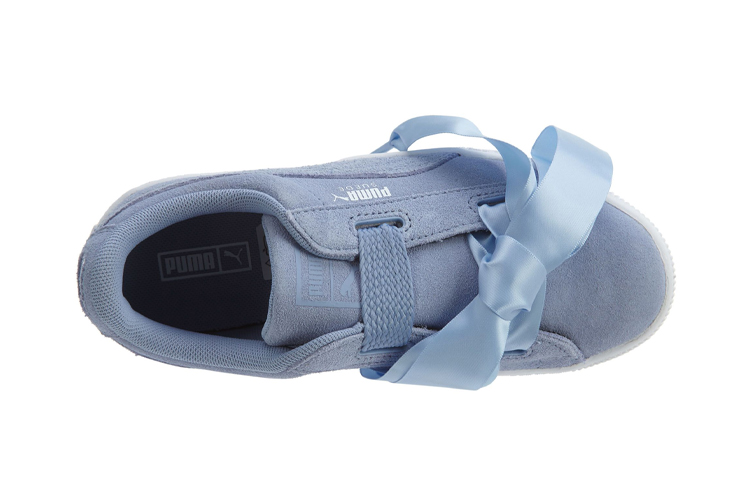 Lookbook 中童 PUMA Suede Heart 風格緞帶低幫兒童板鞋 藍白