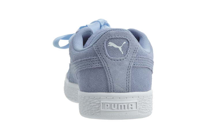 Shop 中童 PUMA Suede Heart 風格緞帶低幫兒童板鞋 藍白