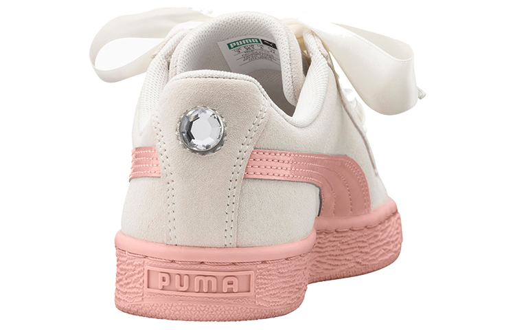 Shop PUMA 麂皮心 Safari 絲綢緞帶 低筒 板鞋 女款 卡其粉