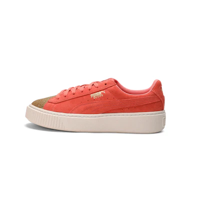 (PS) Puma Suede Platform Glam Jr Pink/ 'Gold'