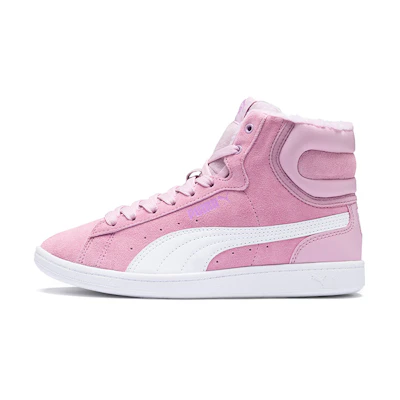 (PS) Puma Vikky Mid Fur Fleeced Casual Board Shoes Pink/White
