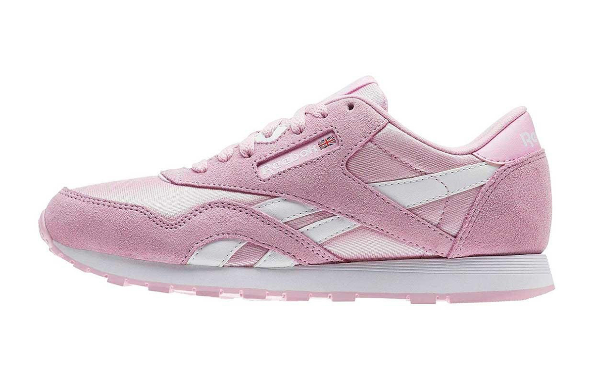(Preschool) Reebok Classic Leather Nylon Running Shoes K Pink/White BS8677