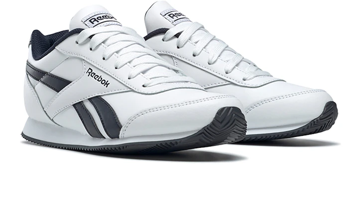 (PS) Reebok Royal Classic Jogger 2.0 Scarpe da Corsa Bianche e Blu Bambini. CN4930 Lookbook (PS) Reebok Royal Classic Jogger 2.0 Scarpe da Corsa Bianche e Blu Bambini. CN4930