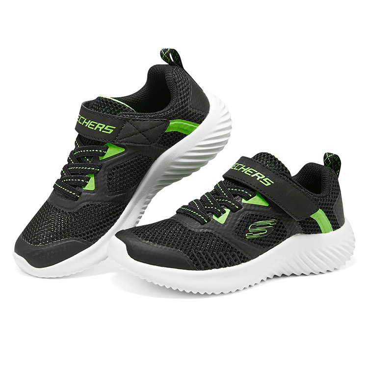 Lookbook (PS) Skechers Bounder 'Hitam Hijau' 405233L-BKLM