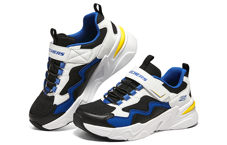 Shop (Youth) Skechers Comfortable Sport Sneakers 'Black White Blue' 405251L-WBKB