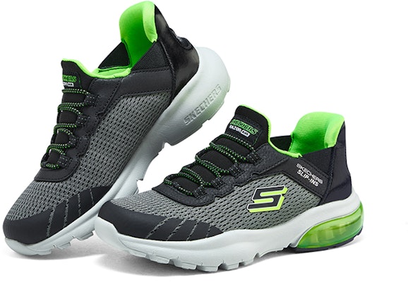 (Youth) Skechers Slip-ins Razor Flex Air Sneaker 'Grey Black Green' 403839L-CCBK Shop (Youth) Skechers Slip-ins Razor Flex Air Sneaker 'Grey Black Green' 403839L-CCBK