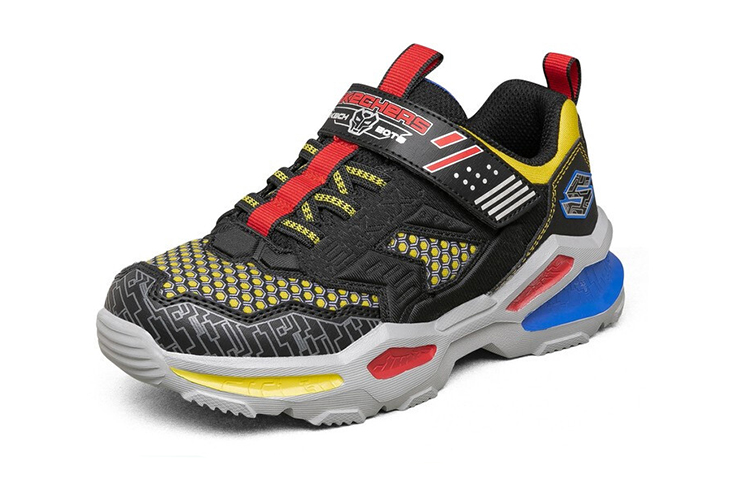 Order (PS) Skechers Garçon Semelle Épaisse Multicolore ''Noir Jaune Bleu'' 402105L-BMLT