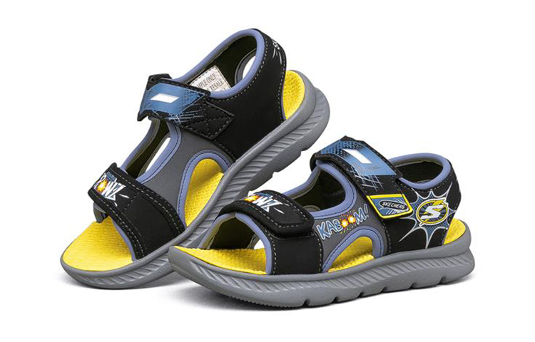 Lookbook 兒童 Skechers C-Flex 涼鞋 2.0 魔術貼 百搭運動涼鞋 黃黑