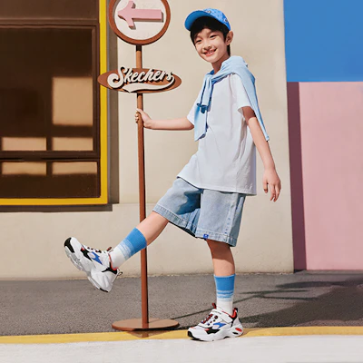 (PS) Skechers Décontractées ''Blanc et Bleu'' 405235L-WMLT Sizing (PS) Skechers Décontractées ''Blanc et Bleu'' 405235L-WMLT