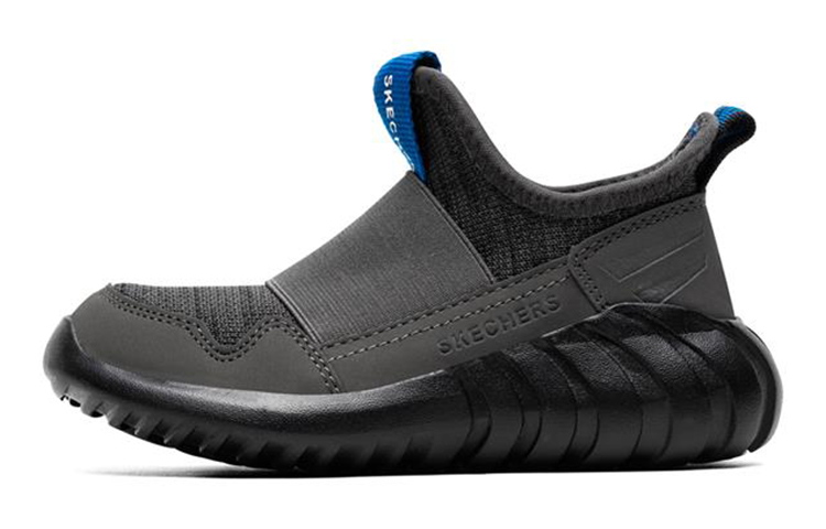 (Preschool) Skechers Casual Slip-On Sneaker 'Grey Black' 97691L-CCBK