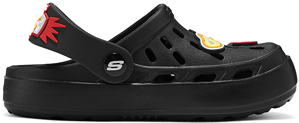 兒童 Skechers 軟底舒適厚底一腳蹬洞洞鞋 減震耐磨透氣兒童涼鞋 黑色 Order 兒童 Skechers 軟底舒適厚底一腳蹬洞洞鞋 減震耐磨透氣兒童涼鞋 黑色