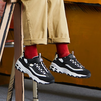 (PS) Skechers D'Lites 黑金配色 302526L-BKNT Cheap (PS) Skechers D'Lites 黑金配色 302526L-BKNT