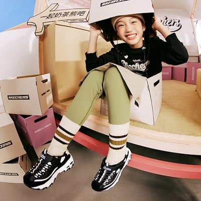 (PS) Skechers D'Lites 黑金配色 302526L-BKNT 1