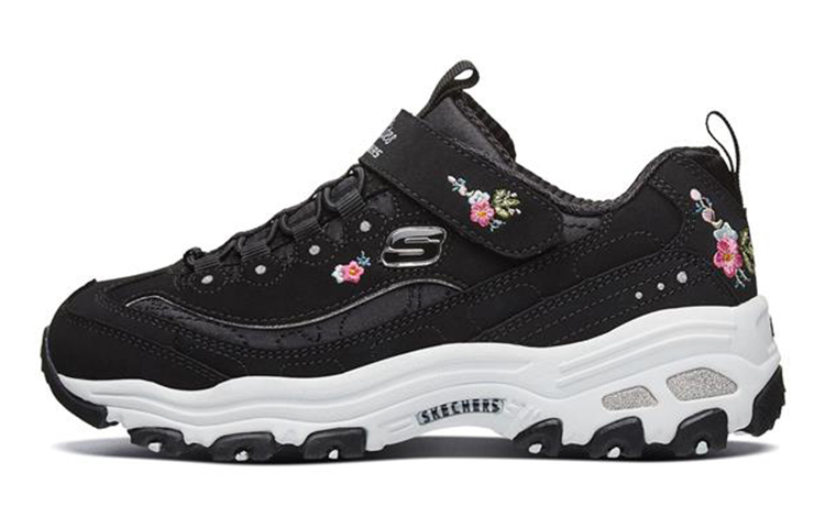 (Preschool) Skechers D'Lites Low-Running Shoes - Black/White/Slivery 80579L-BLK