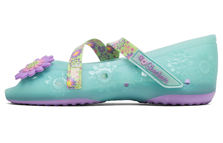 (Preschool) Skechers Doodles 'Light Green Magic Tape Open-Toe Sandal' 86632L-AQUA