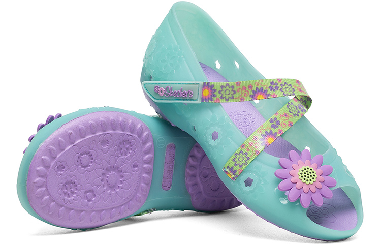 Purchase (Preschool) Skechers Doodles 'Light Green Magic Tape Open-Toe Sandal' 86632L-AQUA