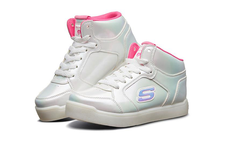 Lookbook (Preschool) Skechers E-Pro 'White Flashing High-Top' 10942L-WHP