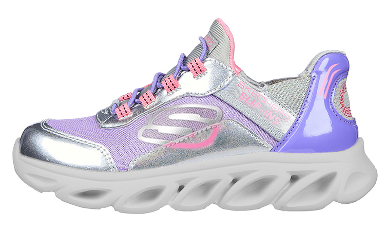 (Youth) Skechers Flex Glide 'Silver Pink Purple'