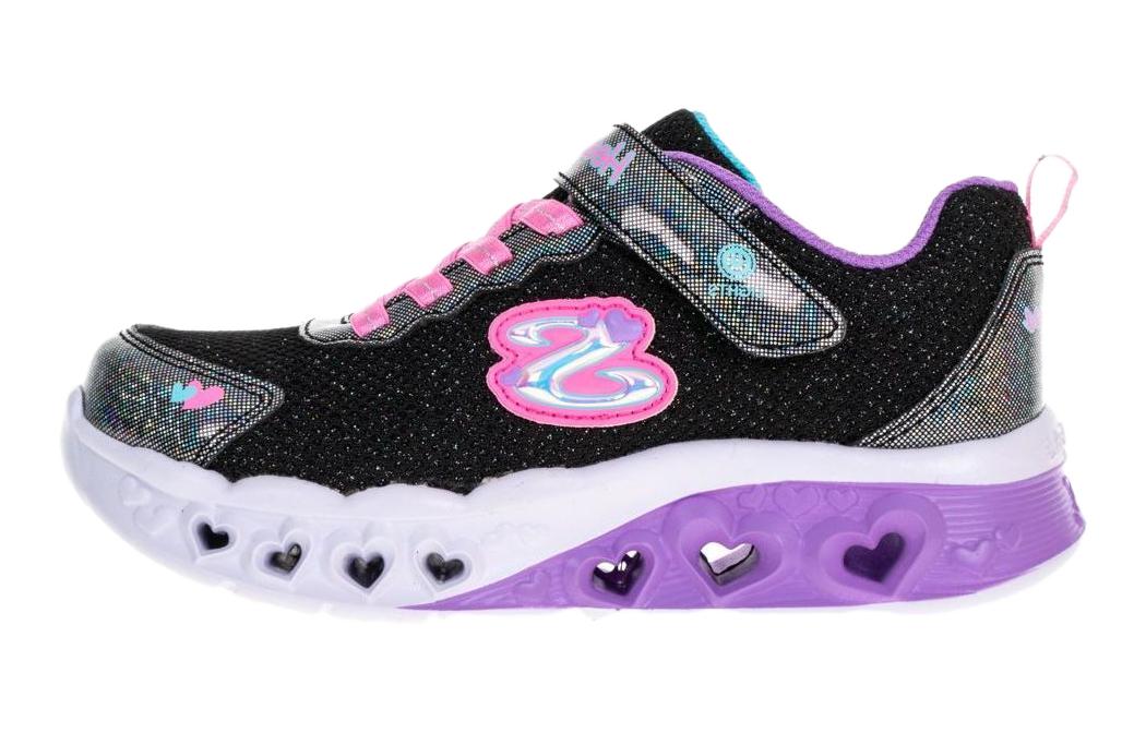 (Preschool) Skechers Flutter Heart Lights 'Black Purple Pink' 302317-LBKMT
