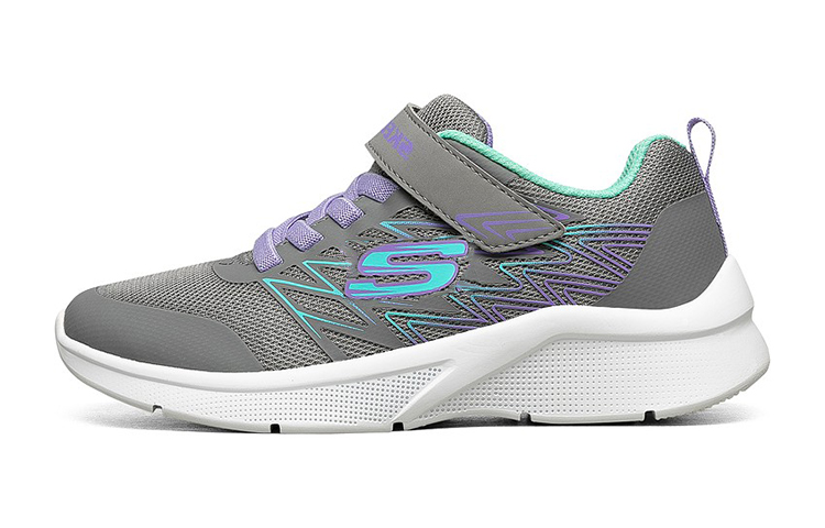 (Preschool) Skechers Girls Velcro Running Sneaker 'Grey Purple' 302468L-GRY