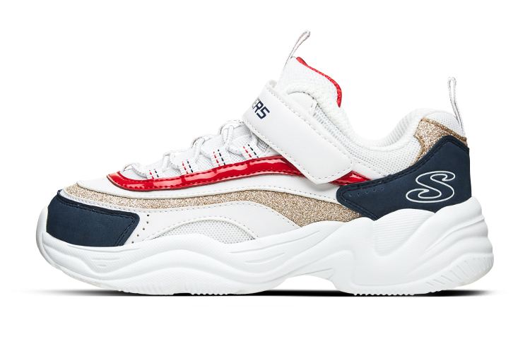 (Preschool) Skechers Go Lite Styles 'White Navy Blue' 80764L-WNVR