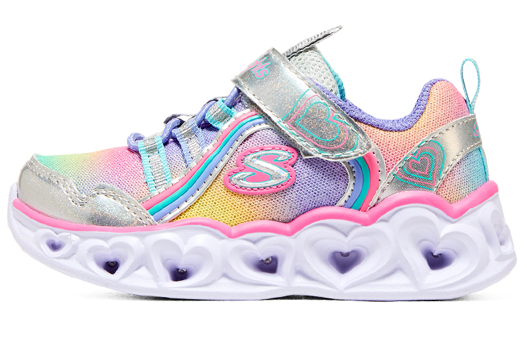 (Preschool) Skechers Heart Lights 'Silver Multi' 302308N-SMLT