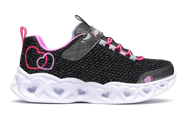 Order (PS) Skechers Heart Lights Baskets Basses Noir/Rose Enfant 302080L-BKMT