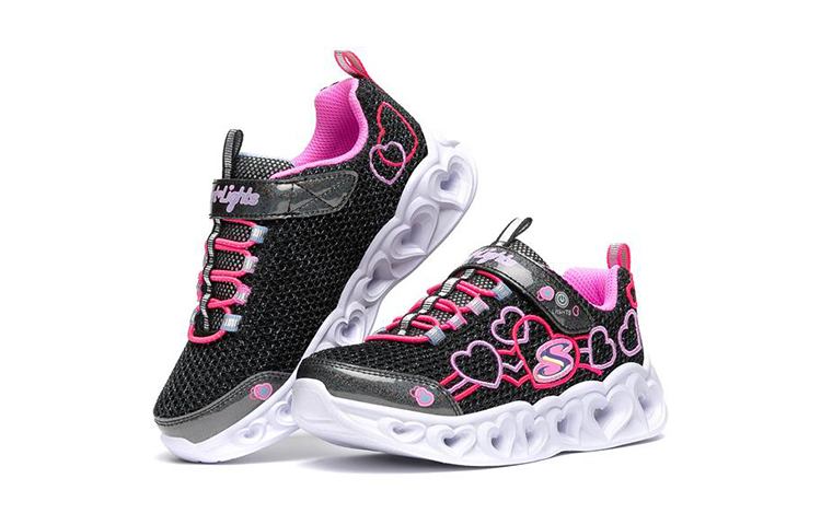 Lookbook (PS) Skechers Heart Lights Baskets Basses Noir/Rose Enfant 302080L-BKMT