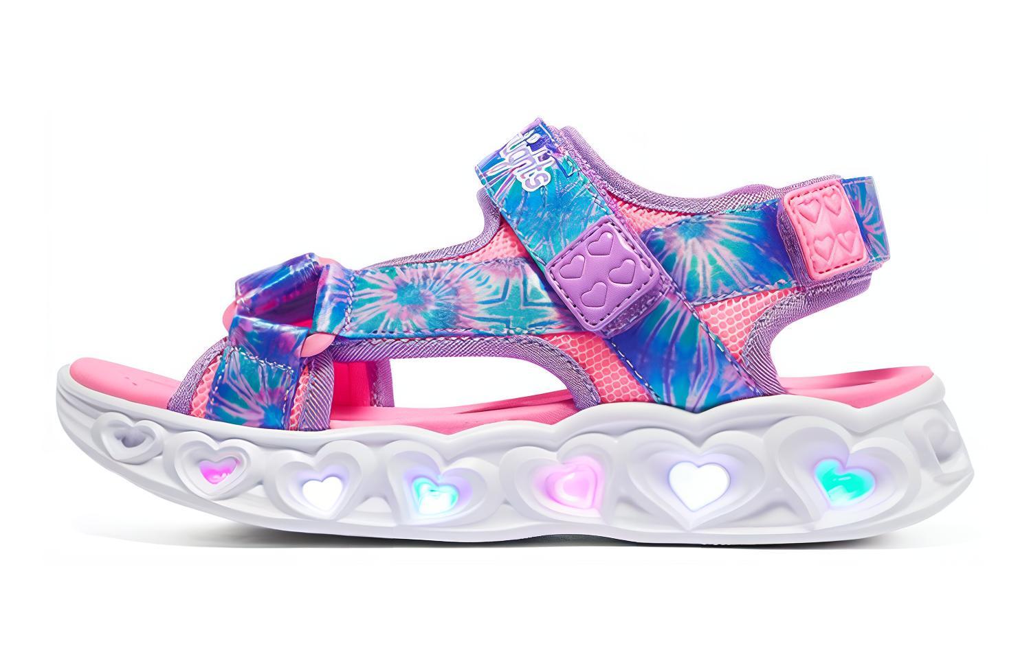 (Preschool) Skechers Heart Lights Sandals 'Colorful Magic Tape' 302160L-LVMT