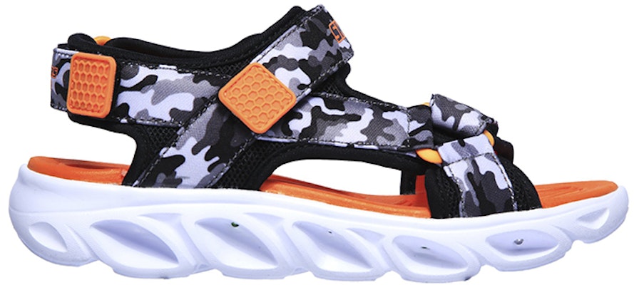 大童 Skechers Hypno Splash 魔術貼閃燈露趾涼鞋 黑橙色 Order 大童 Skechers Hypno Splash 魔術貼閃燈露趾涼鞋 黑橙色