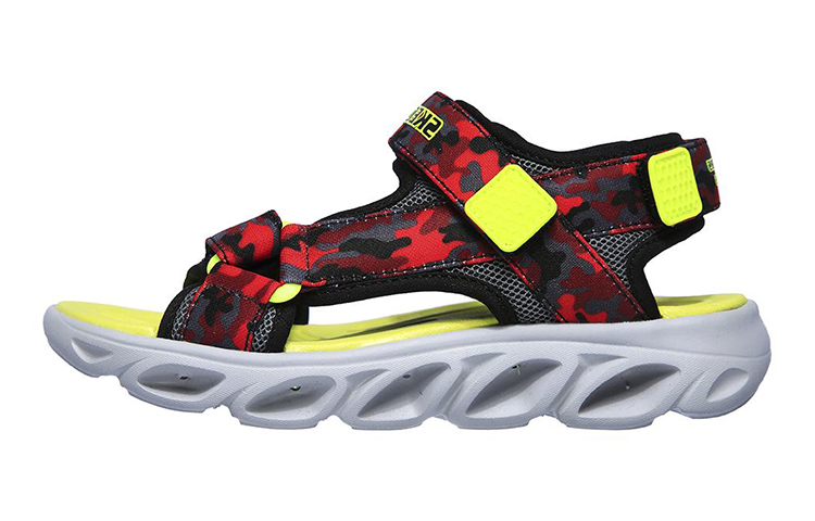 (Preschool) Skechers Hypno Splash Velcro Open Toe Big Boys Red Sandals 400077L-BKRD