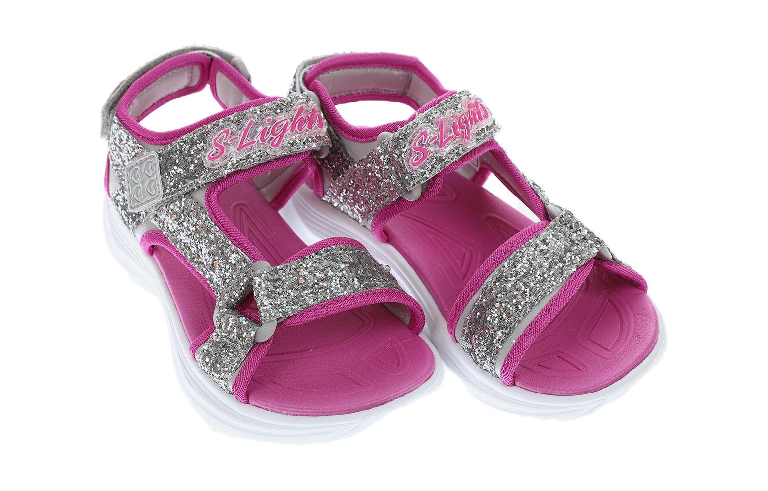 Shop (Preschool) Skechers Light-Up 'Silver-Pink' 302965-SLHP