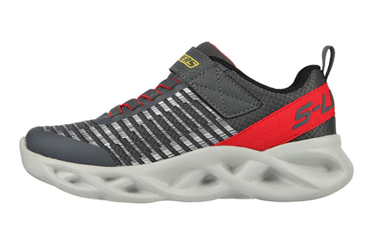 (Preschool) Skechers Light-Up Sneaker 'Charcoal Red' 401650L-CCRD