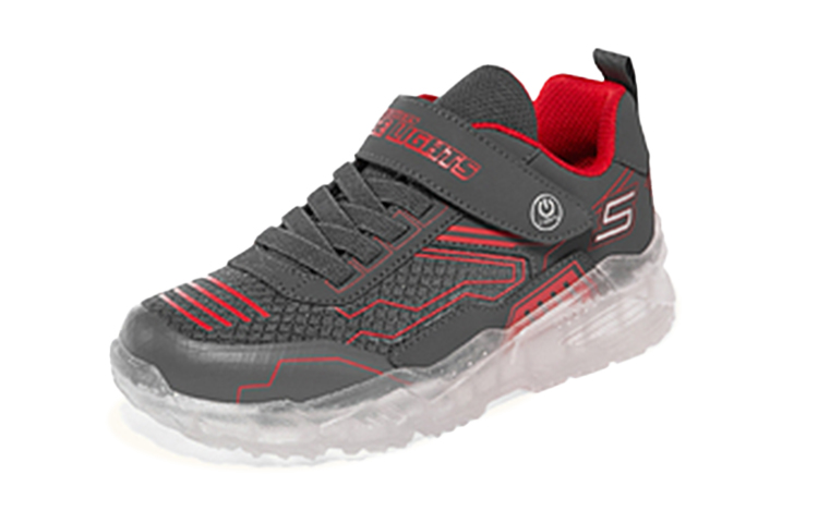 Lookbook (PS) Zapatillas Skechers con Luces 'Gris-Rojo' 406119L-CCRD