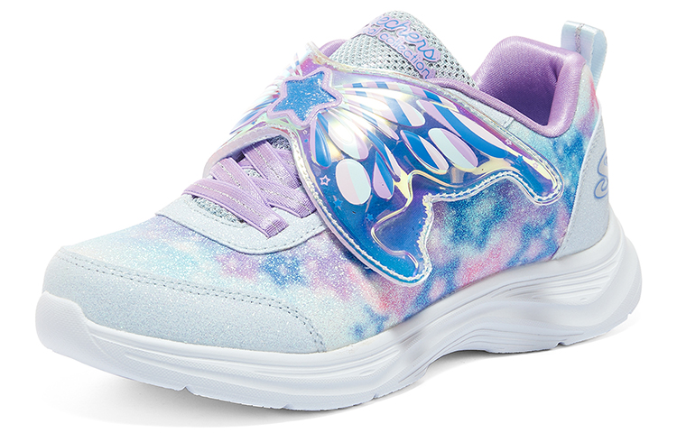 Lookbook 大童 Skechers 百搭閃燈 減震耐磨 兒童休閒鞋 淺藍薰衣草色