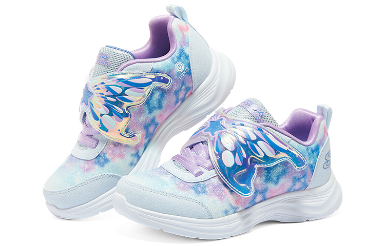 Shop 大童 Skechers 百搭閃燈 減震耐磨 兒童休閒鞋 淺藍薰衣草色