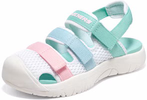 Lookbook 大童 Skechers 防滑耐磨兒童涼鞋 白綠