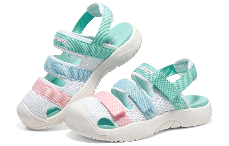 Shop (Preschool) Skechers Sandal 'White Green' 312040L-WMLT