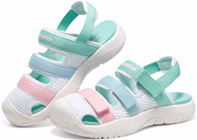 Shop 大童 Skechers 防滑耐磨兒童涼鞋 白綠