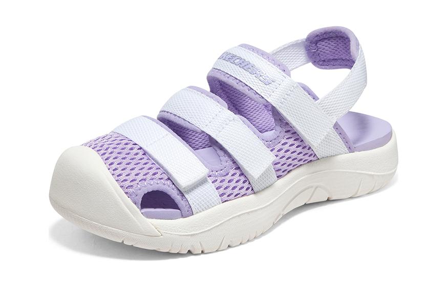 Lookbook 大童 Skechers 防滑耐磨兒童涼鞋 白紫