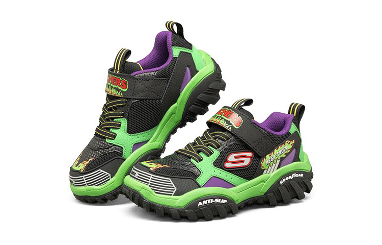 (PS) Skechers Turbo Speed Sports Shoes K Black/Green 圖 3