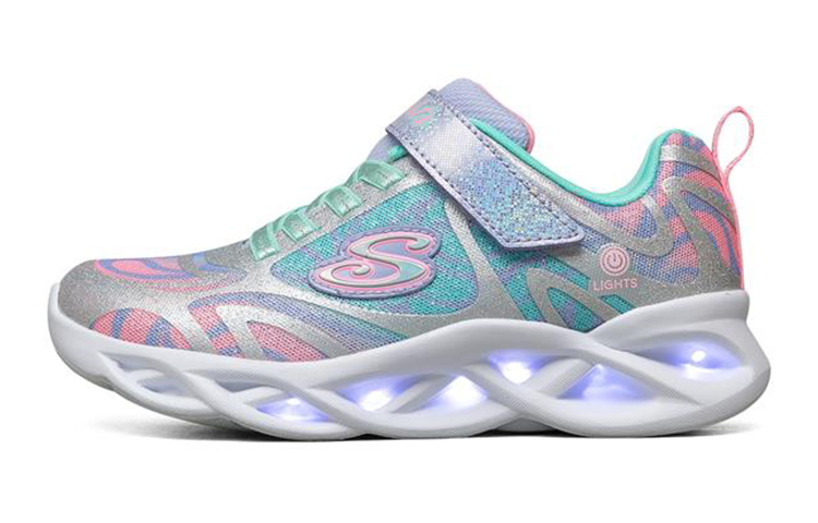 (Preschool) Skechers Twisty Brights 'Silver Blue White' 302305L-SMLT
