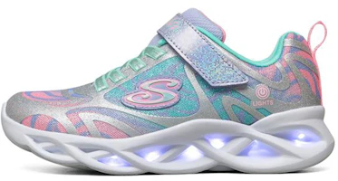 (Preschool) Skechers Twisty Brights 'Silver Blue White' 302305L-SMLT (Preschool) Skechers Twisty Brights 'Silver Blue White' 302305L-SMLT